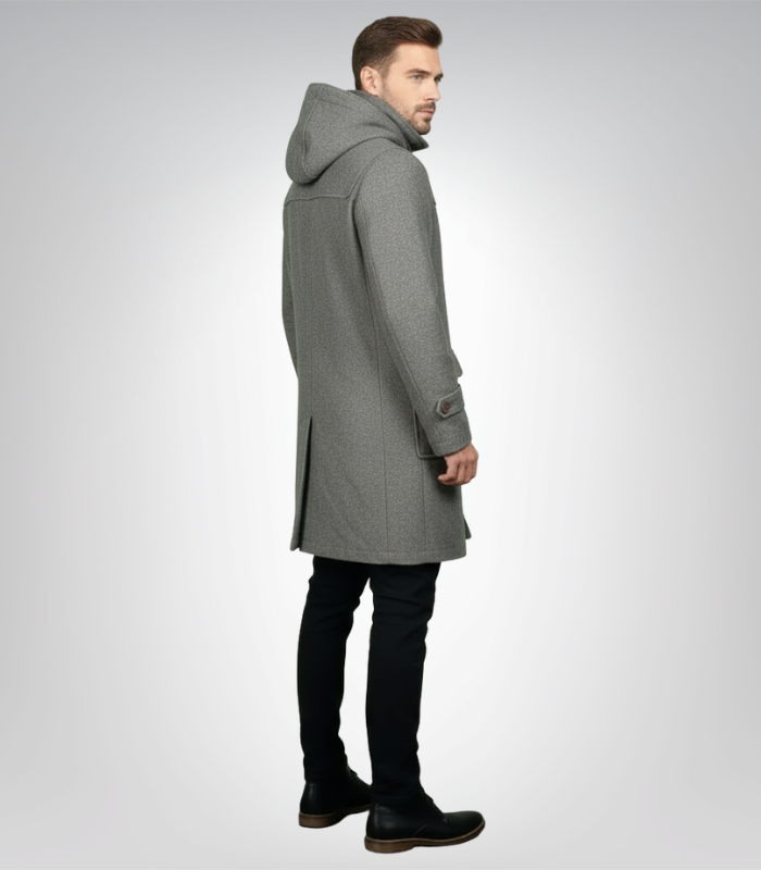 Drake Grey Wool Hooded Duffle Coat