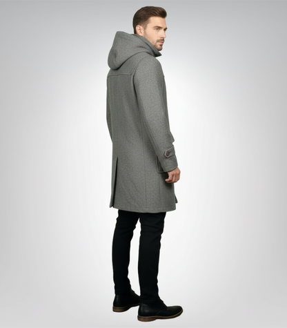 Drake Grey Wool Hooded Duffle Coat