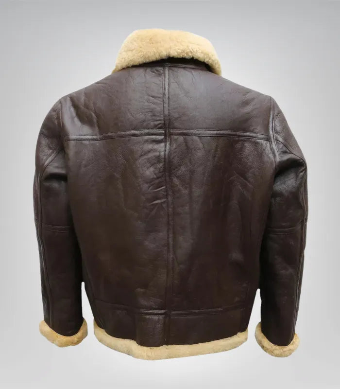 B3 Shearling Leather Bomber Jacket for Men – RAF Real Sheepskin Aviator Flight Pilot Jacket