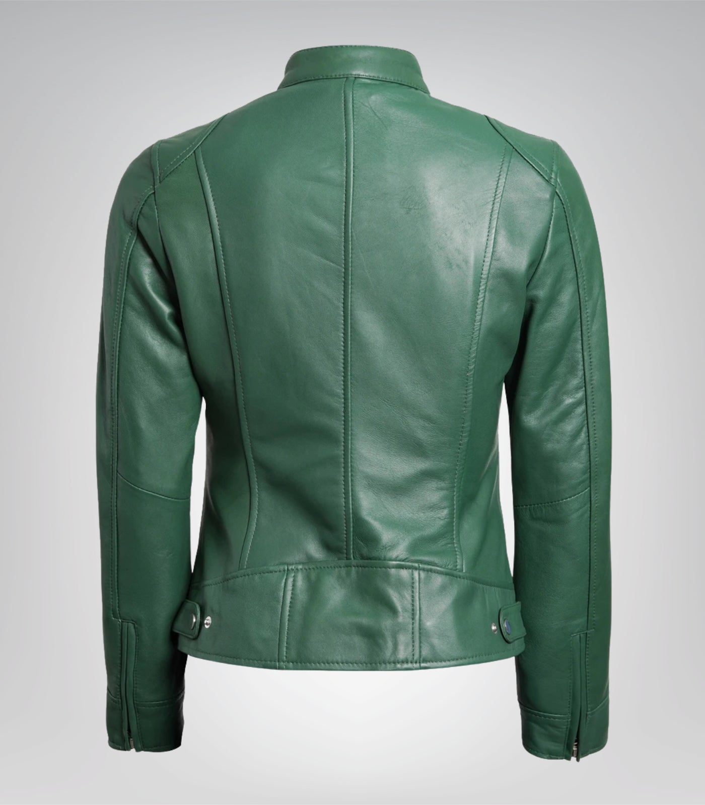 Women’s real leather motorcycle jacket in green