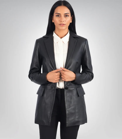 Marilyn Black Leather Blazer