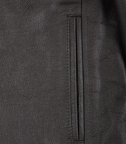 Trendy men’s dark brown cowhide leather motorcycle jacket