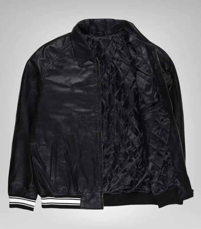 Vintage Avirex bomber jacket for men – classic black leather aviator coat