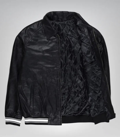 Vintage Avirex bomber jacket for men – classic black leather aviator coat
