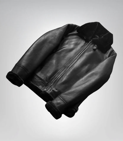 Classic men’s leather button-up shirt – black Ranchson style