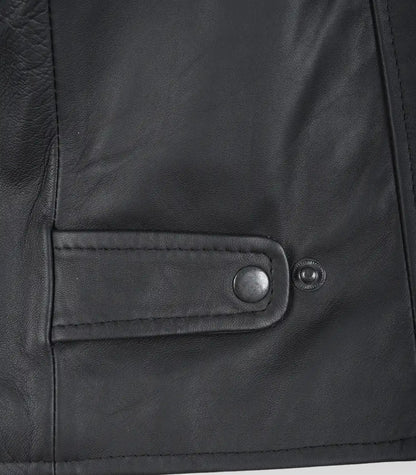 Men’s Genuine Leather Biker Jacket Matte Black Finish