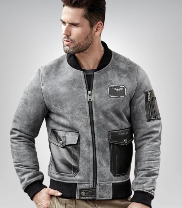 Vintage Airforce style shearling jacket – warm winter outerwear