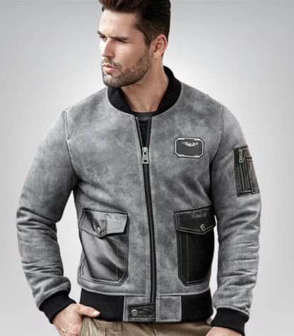 Vintage Airforce style shearling jacket – warm winter outerwear