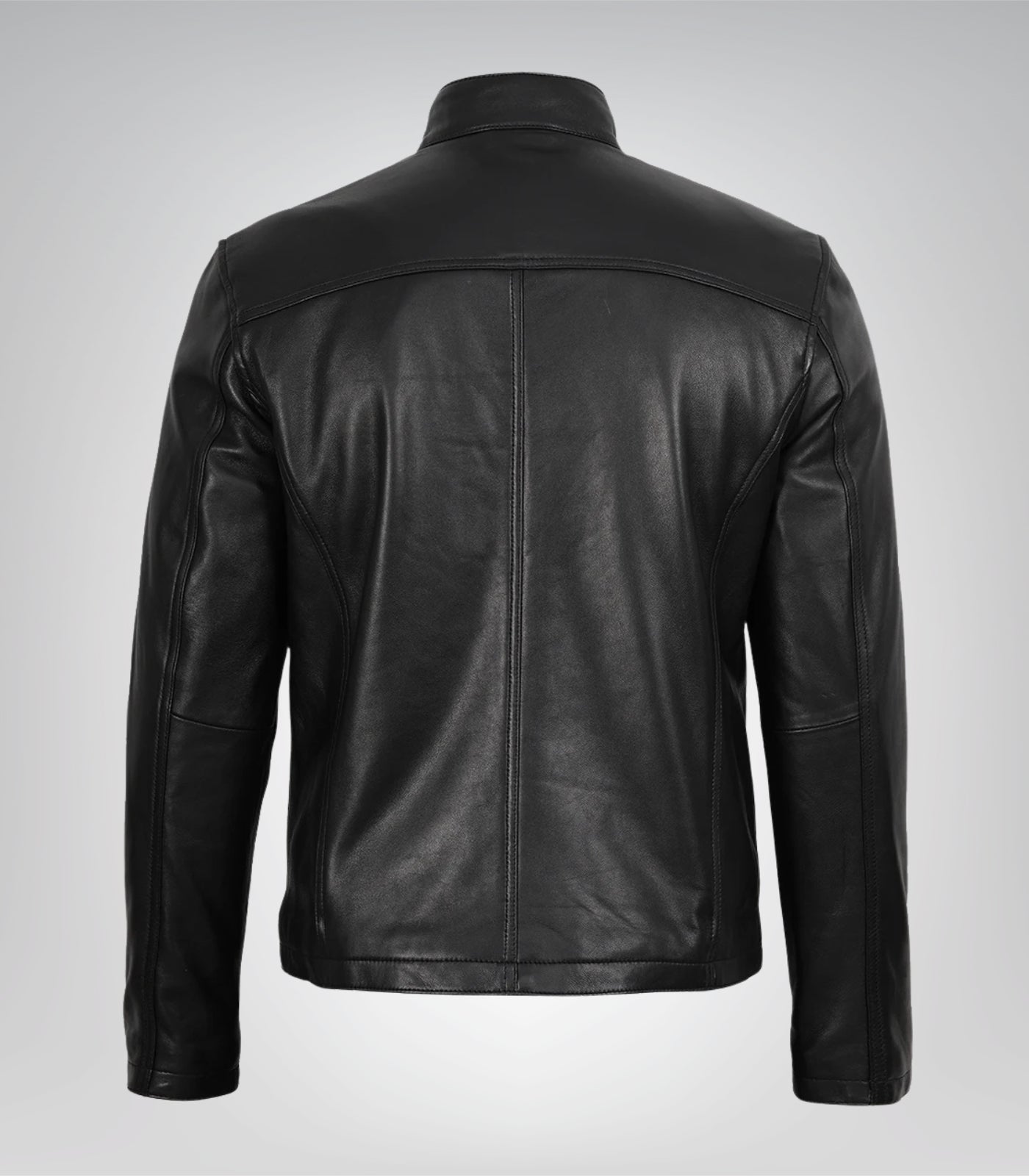 Men’s classic biker-style leather jacket in black