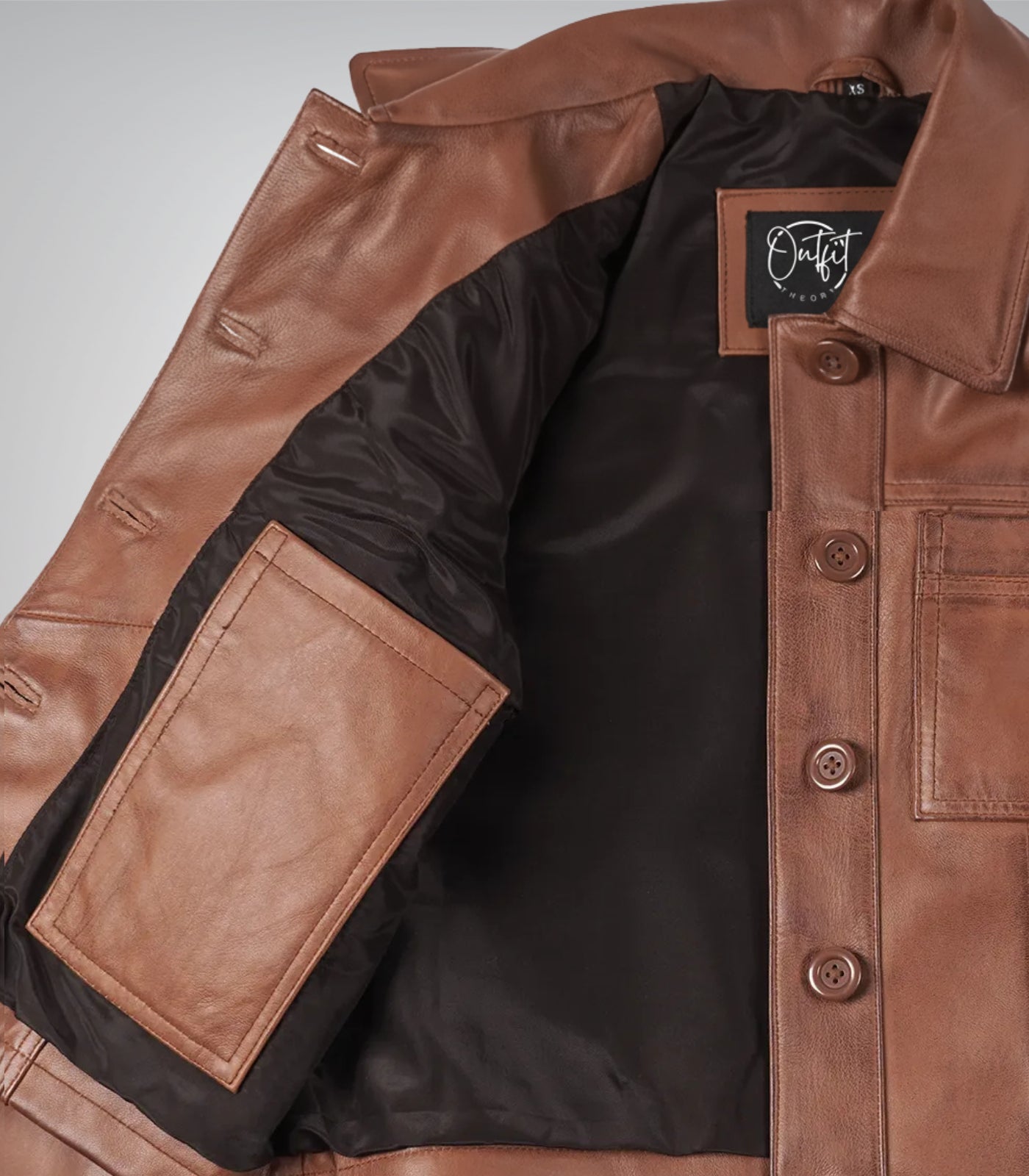Trendy cognac leather cropped jacket for women