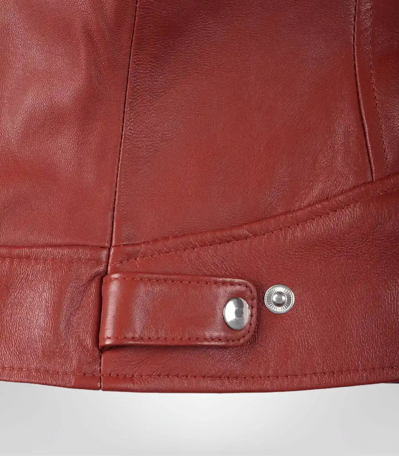 Premium red biker jacket for women with sleek leather detailing