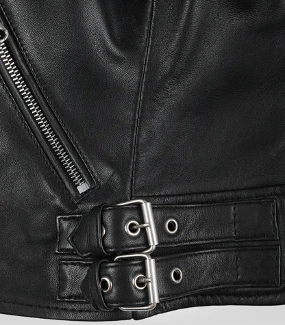 Women’s Genuine Black Leather Biker Jacket