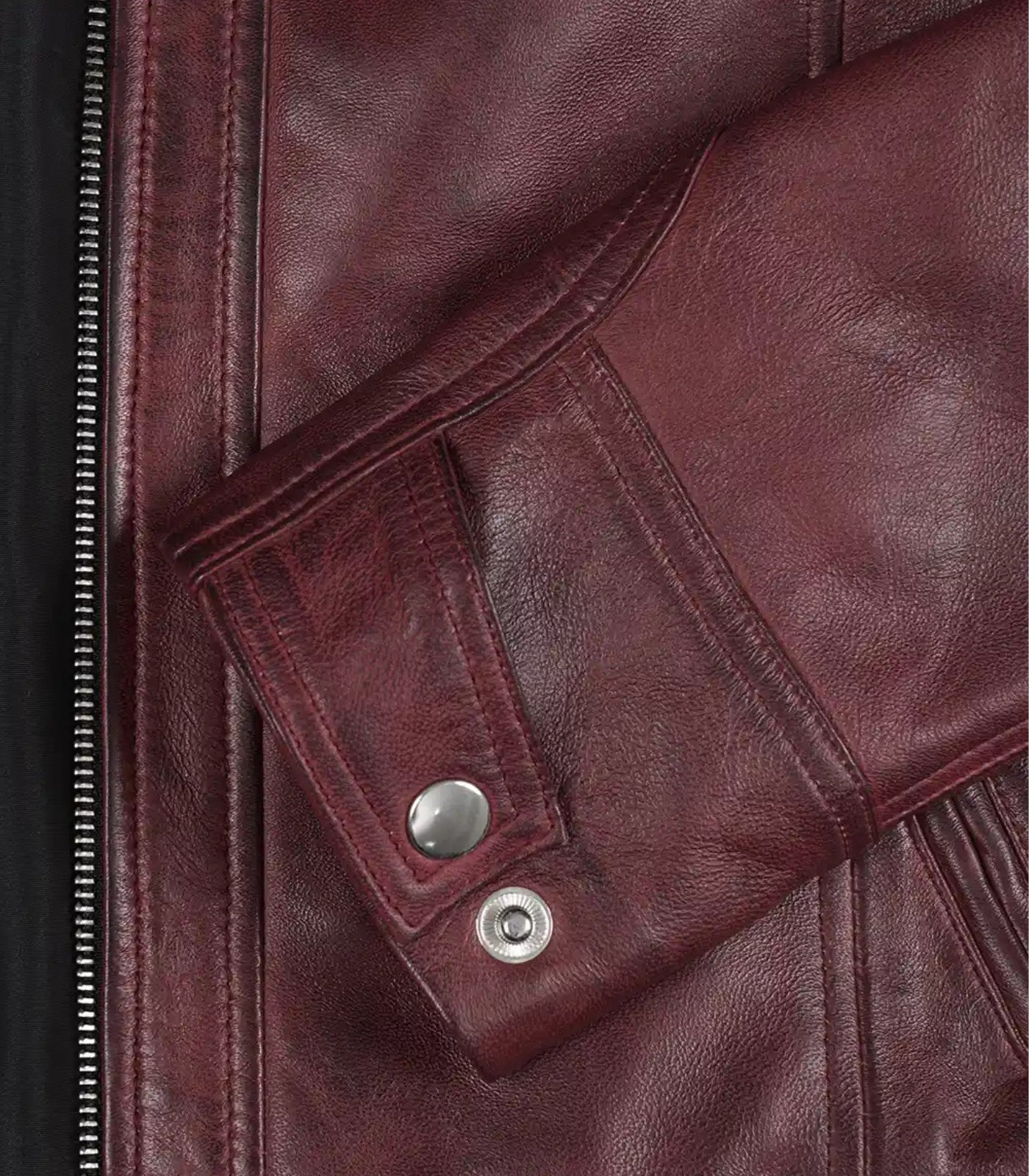 Women’s Burgundy Genuine Lambskin Moto-Style Leather Jacket