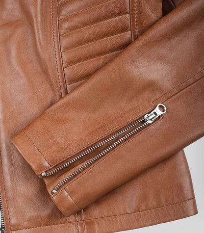 Tan Women’s Slim-Fit Premium Leather Jacket