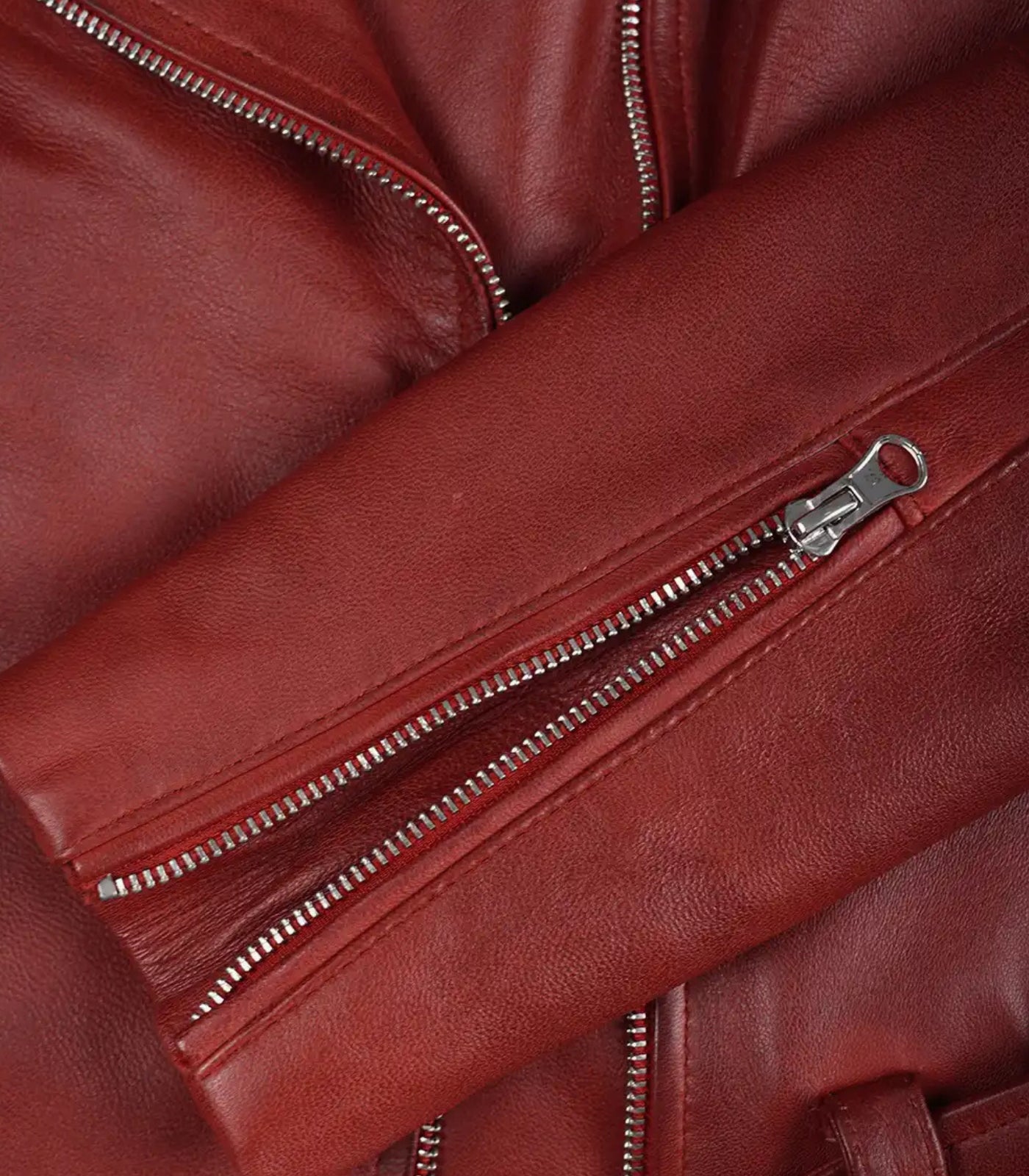 Real leather women’s belted biker jacket