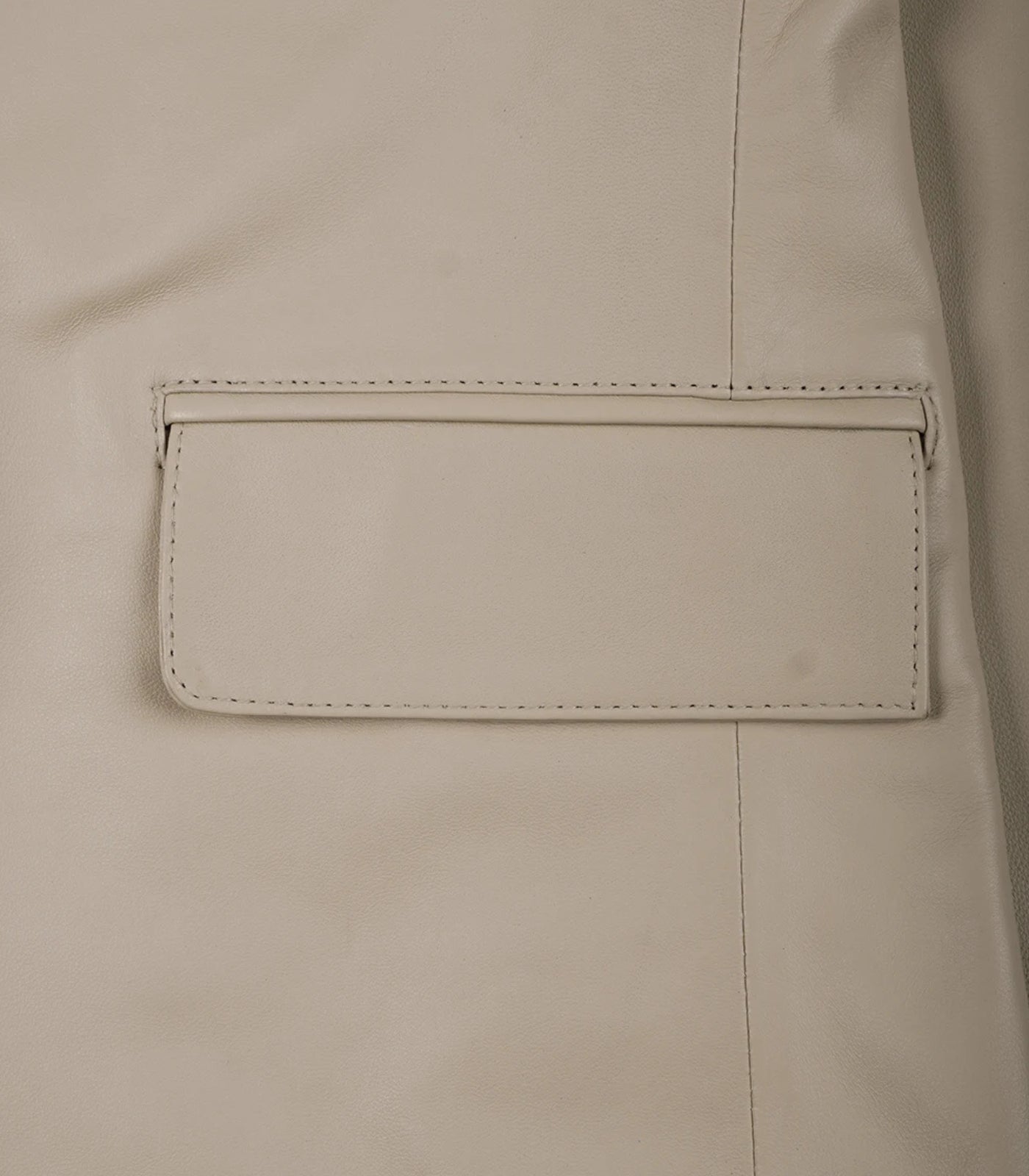 Men’s genuine beige leather two-button blazer with notch lapel