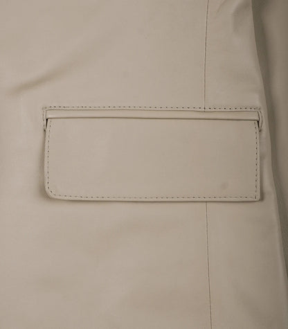 Men’s genuine beige leather two-button blazer with notch lapel
