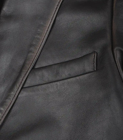 Men’s genuine distressed brown leather two-button blazer