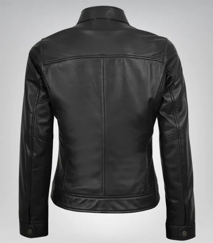 Women’s Black Lambskin Biker Leather Jacket – Tailored Moto Style