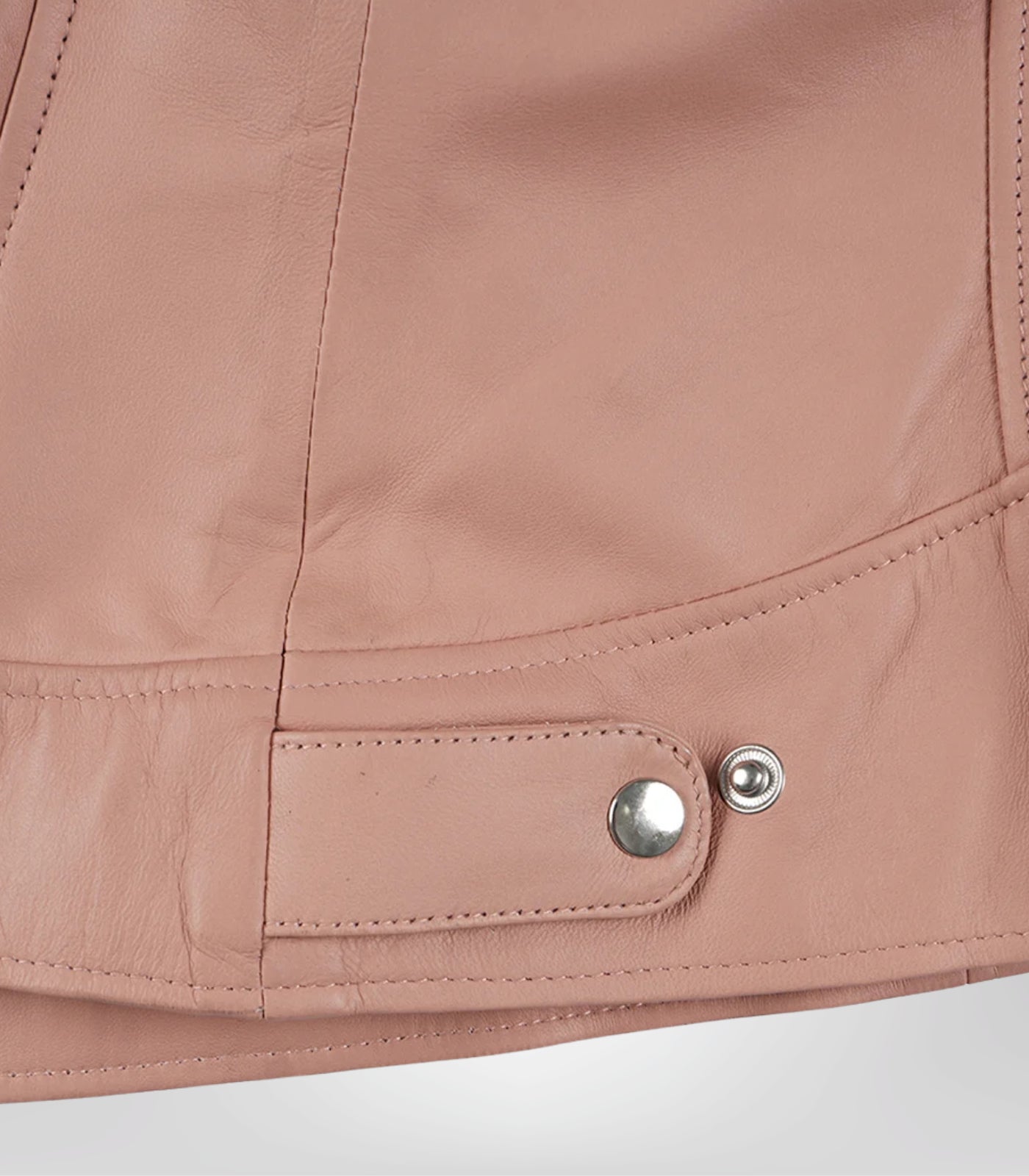 Women’s premium leather biker jacket in light pink finish