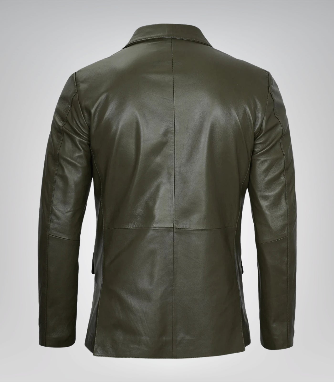 Men’s genuine olive green leather two-button blazer jacket