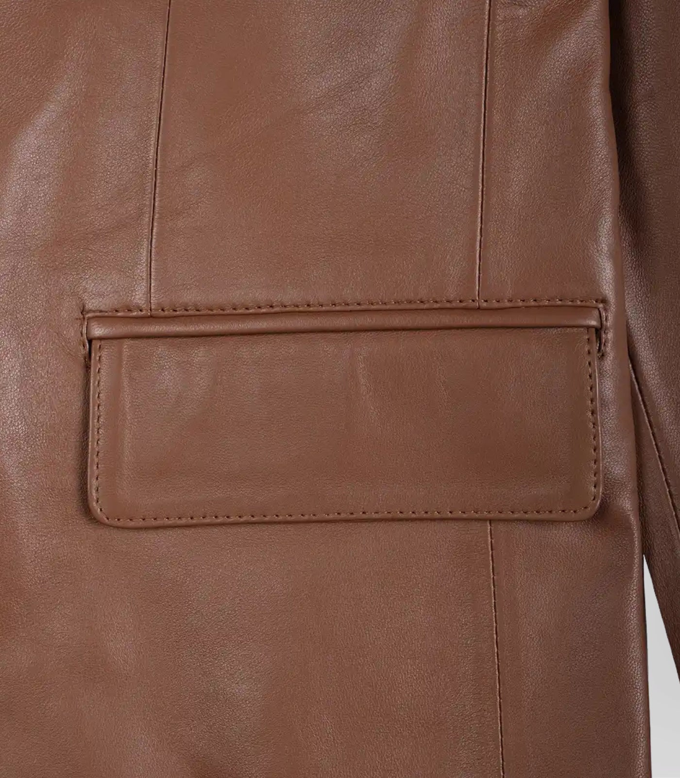 Men’s genuine cognac leather two-button blazer jacket
