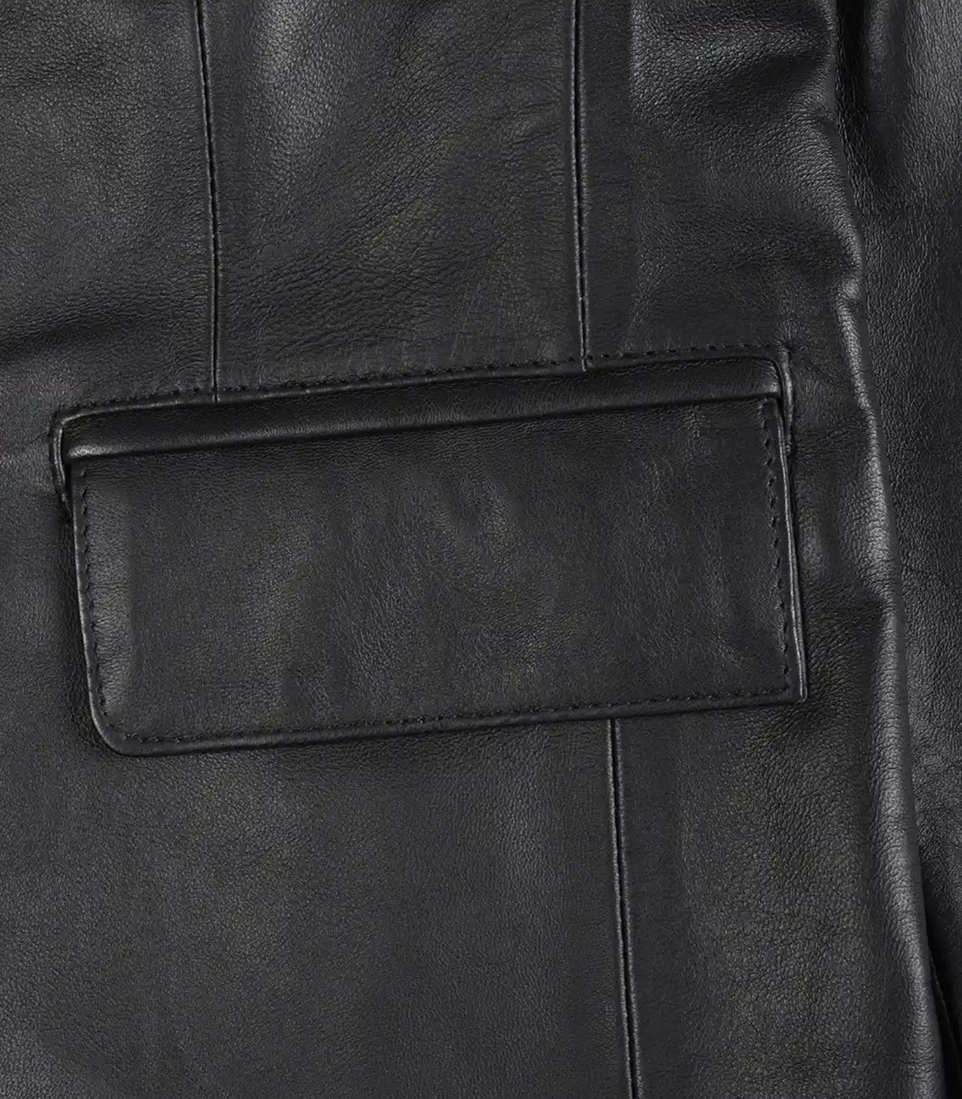 Women’s genuine black leather two-button blazer