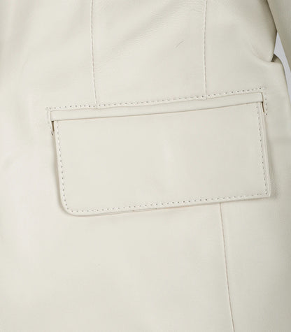 Women’s genuine off-white lambskin leather blazer
