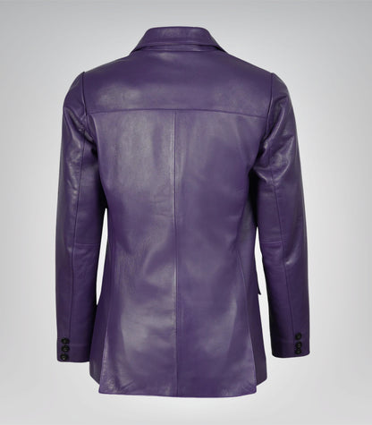 Women’s genuine purple lambskin leather blazer