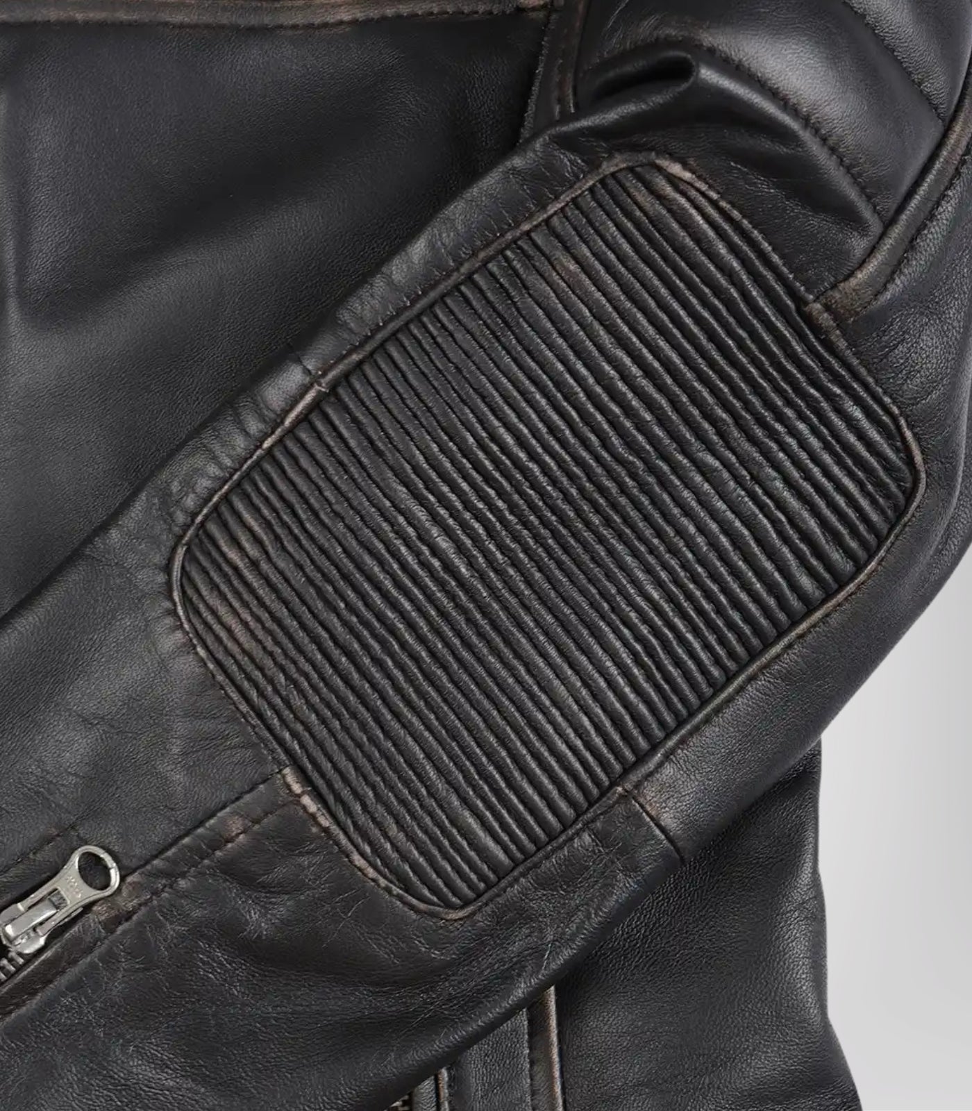 Women’s genuine brown leather motorcycle jacket in distressed style
