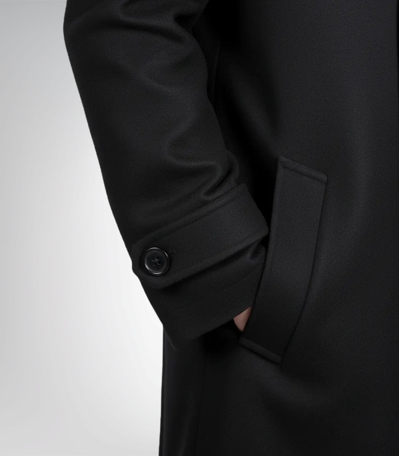 Kenney Men’s Double-Breasted Black Wool Coat Premium Modern Fit Overcoat