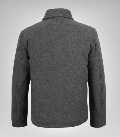 Kevin Men’s Gray Wool Button-Up Jacket Tailored Winter Wool Coat