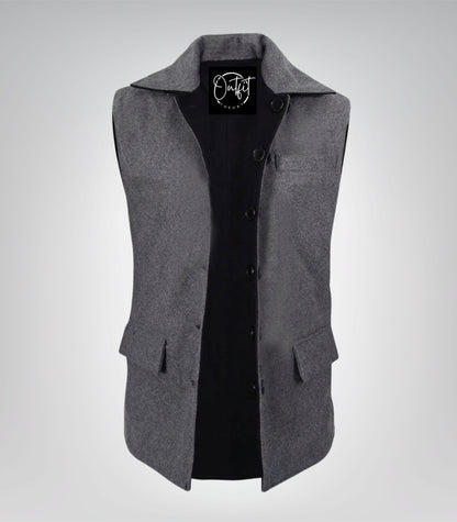 Lester Men Black and Gray Reversible Wool Vest