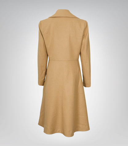The Commander Women’s Beige Double-Breasted Wool Trench Coat Long Tailored Winter Coat