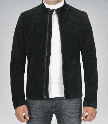 Men’s Classic Black Suede Biker Jacket Premium Real Suede Motorcycle Style
