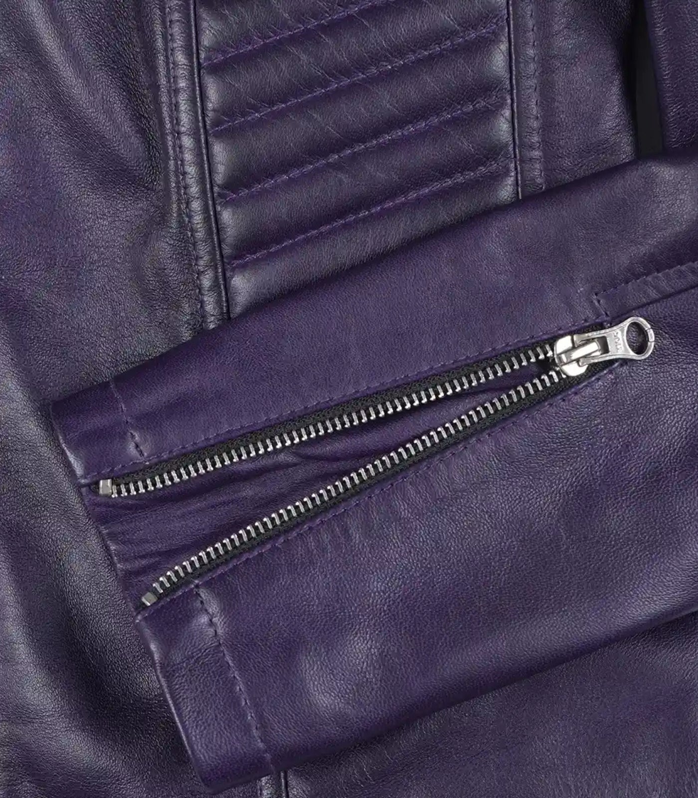 Women’s genuine purple leather motorcycle jacket