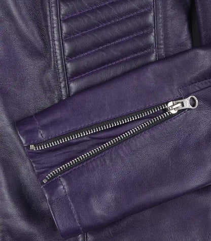 Women’s genuine purple leather motorcycle jacket