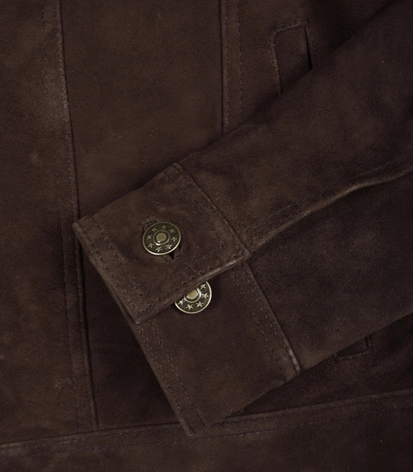 Men’s Real Suede Dark Brown Trucker Jacket Classic Button Front Style