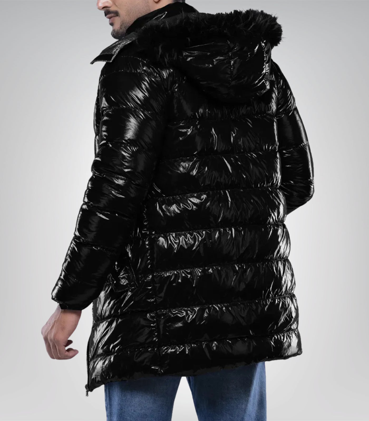 Carlos Men’s Duck Down Black Puffer Jacket with Hood 700 Fill Power Insulated Winter Coat