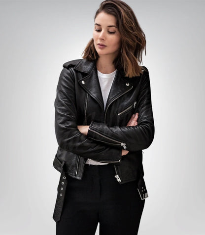 Women’s Black Leather Jacket 100% Original Lambskin