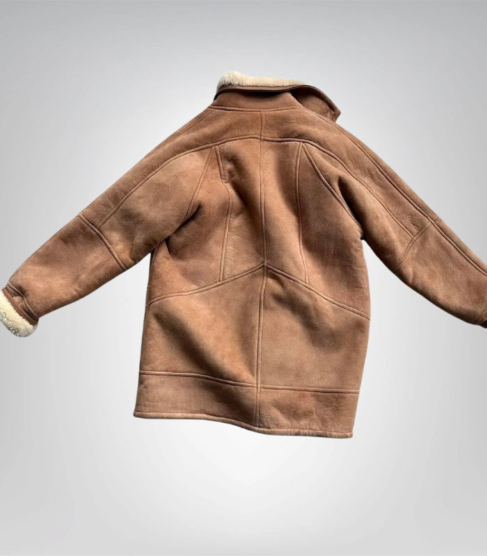 Premium sheepskin leather coat – women’s handmade 70s winter fashion