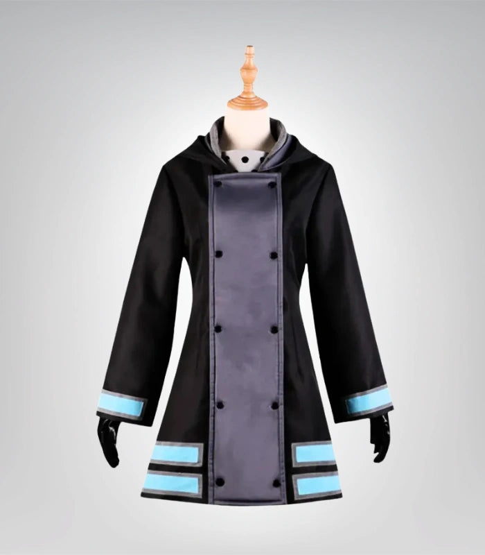 Authentic Maki Oze cosplay – black firefighter-style costume for women