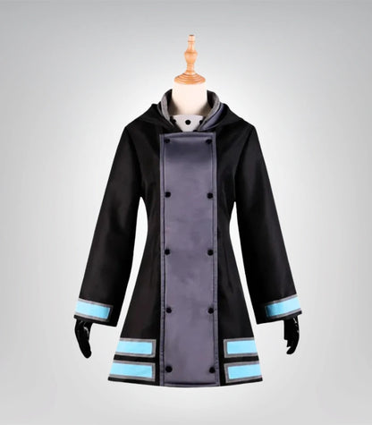 Authentic Maki Oze cosplay – black firefighter-style costume for women