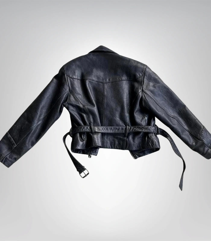 Women’s Black Leather Motorcycle Jacket Handmade Sheepskin Racer Style