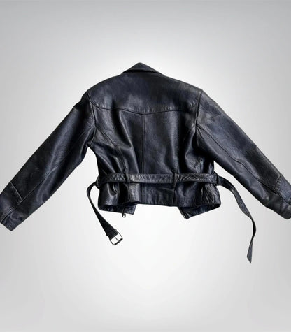 Women’s Black Leather Motorcycle Jacket Handmade Sheepskin Racer Style