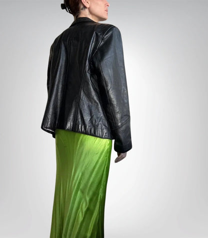 Classic handmade leather blazer – women’s black vintage minimalist design