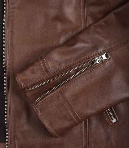 Women's Cognac Moto Leather Biker Jacket