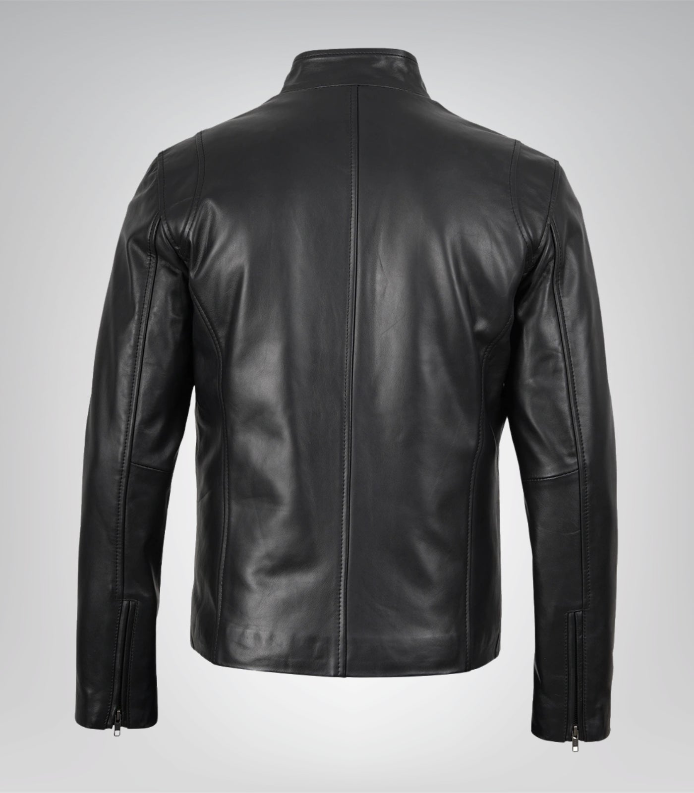 Men’s real leather motorcycle jacket in matte black