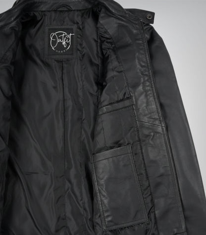 Matte Black Men’s Leather Motorcycle Jacket