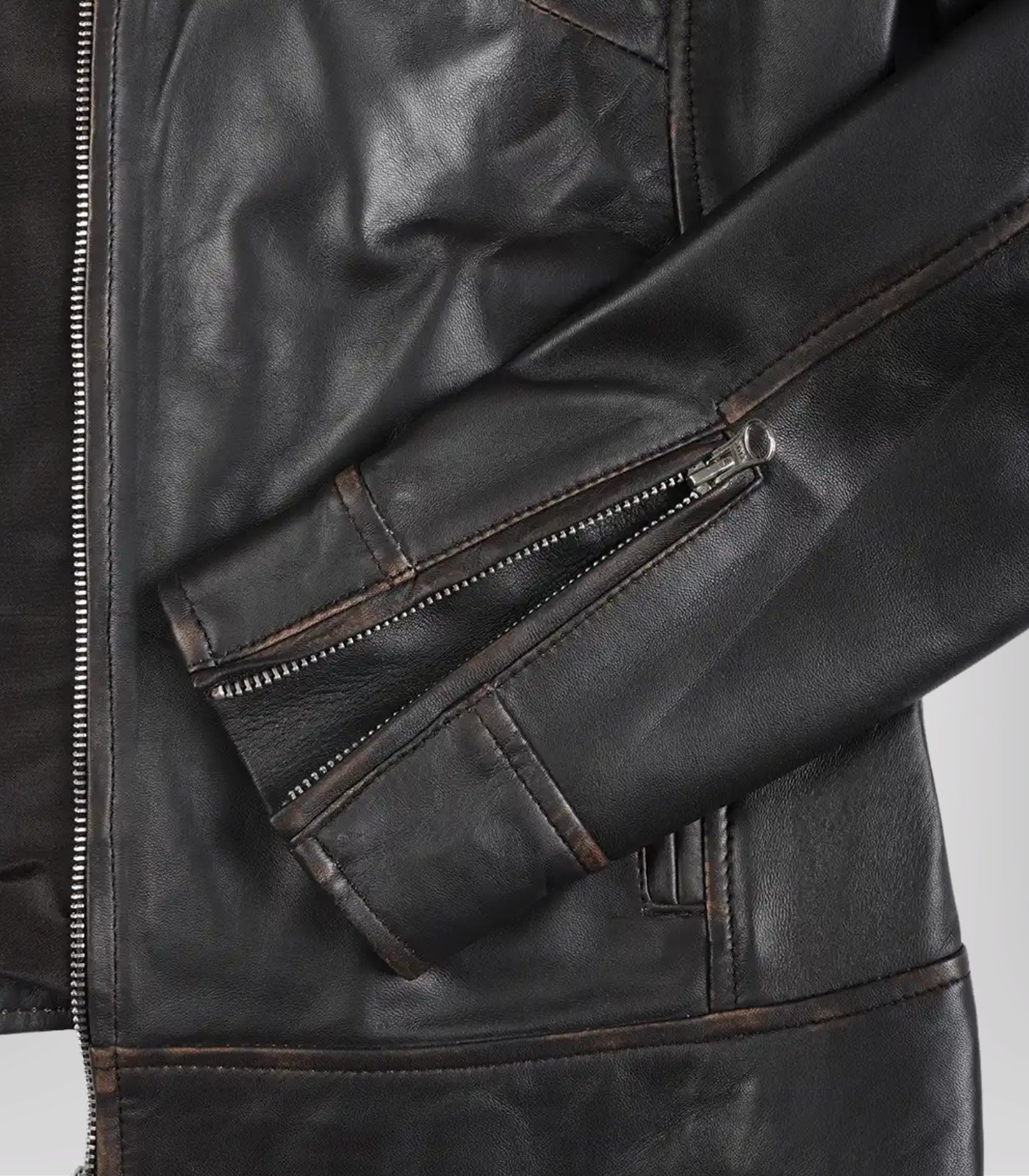 Women’s Distressed Brown Leather Motorcycle Jacket – Dodge